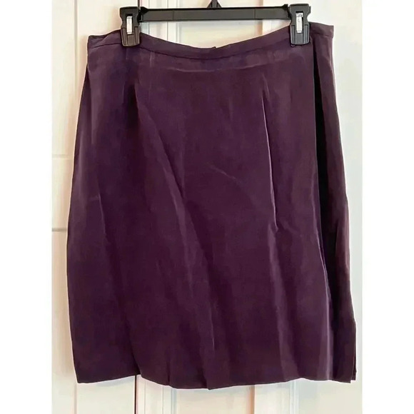 J. CHRISTOPHER vintage 100% SILK PURPLE PENCIL SKIRT SIZE 14 - Picture 1 of 5